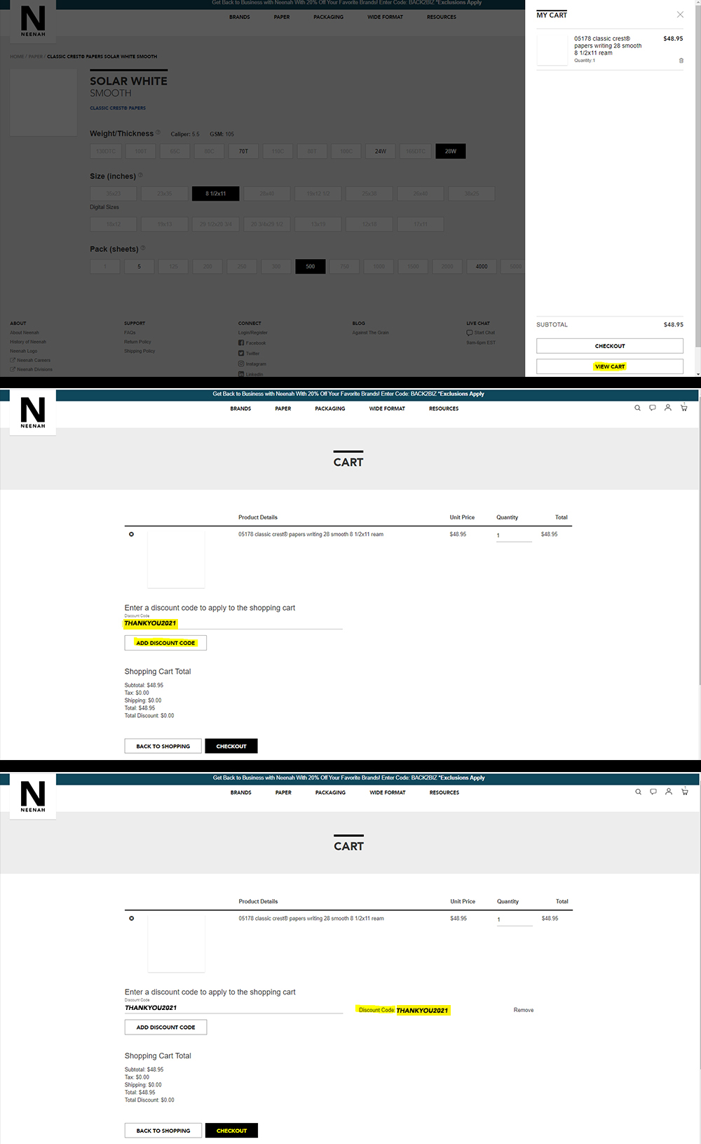 Applying a Discount (Promotion) Code